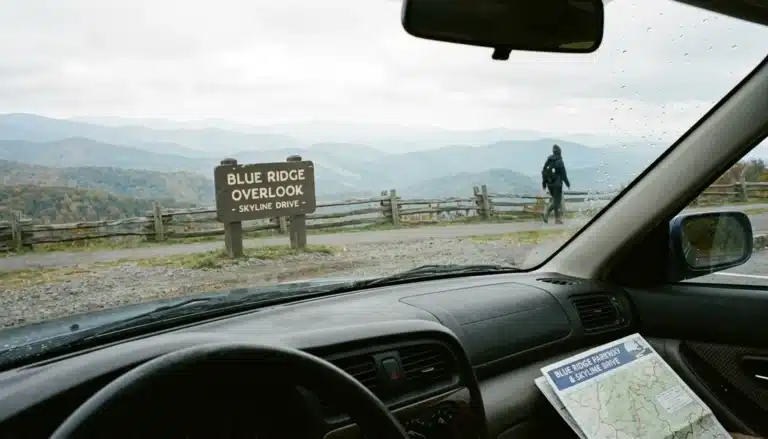View from a car windshield on Skyline Drive overlook, showing if it's worth driving all of Skyline Drive