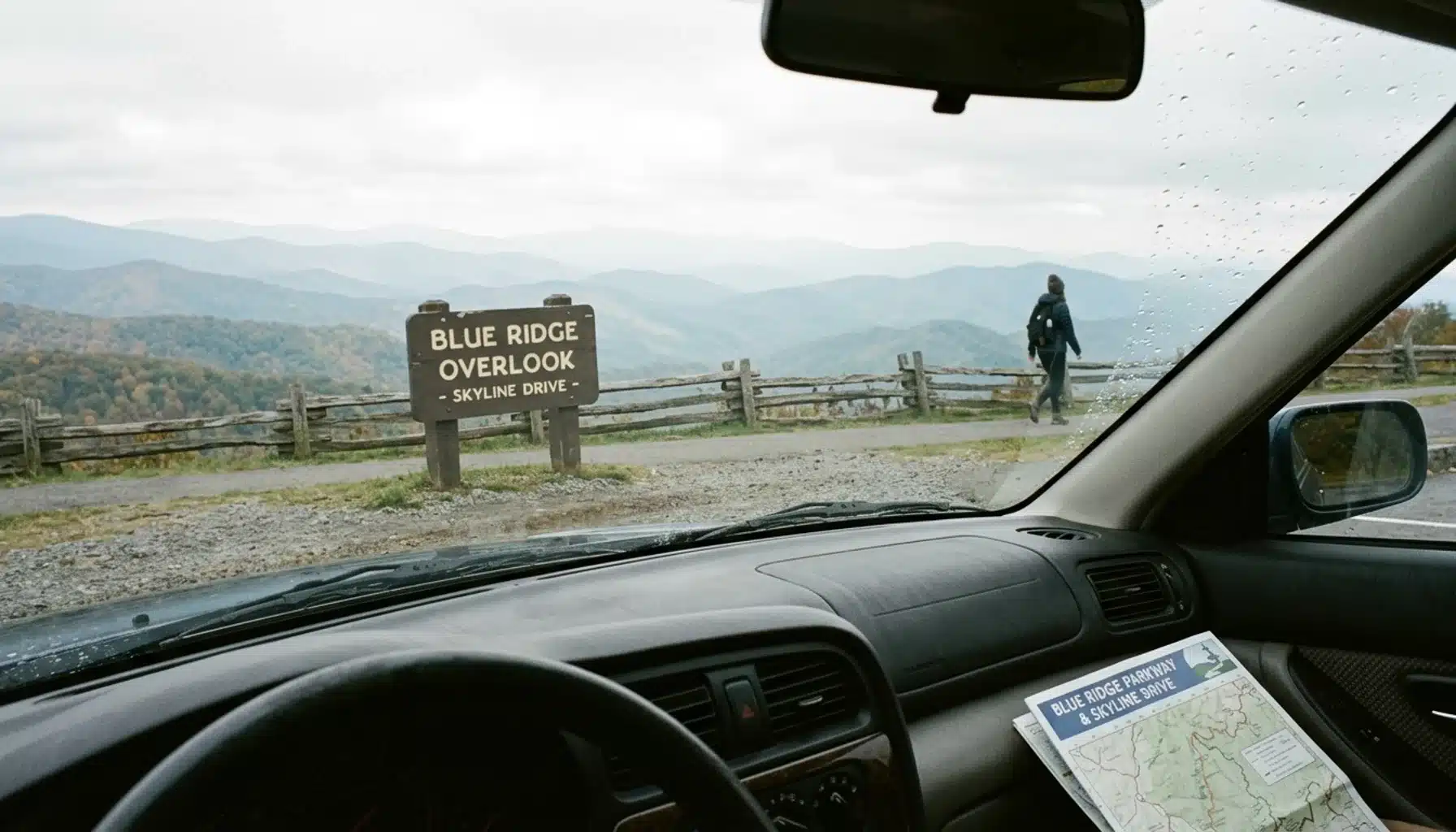 View from a car windshield on Skyline Drive overlook, showing if it's worth driving all of Skyline Drive