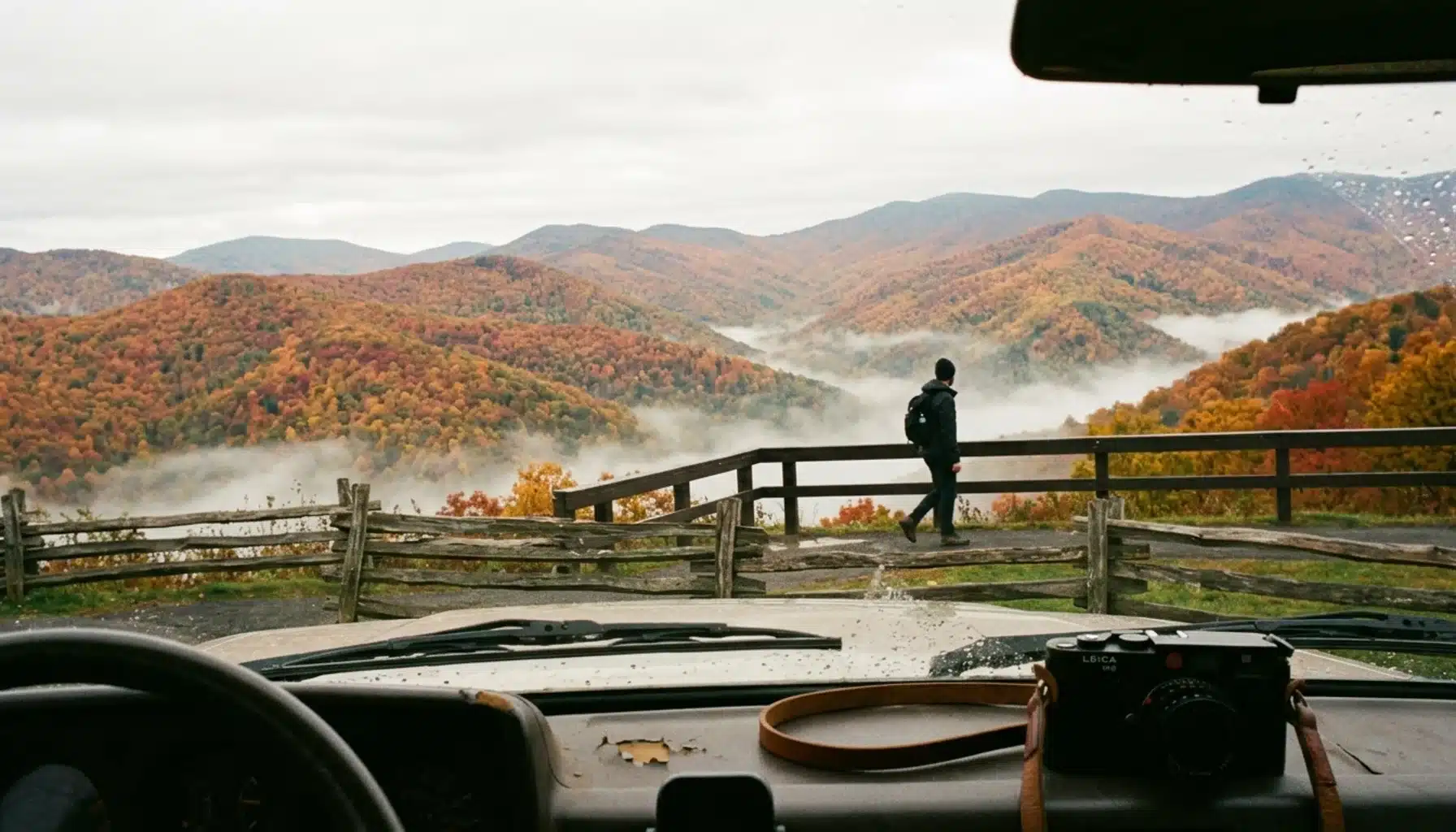 Shenandoah Valley fall foliage seen from Skyline Drive overlook near Big Meadows