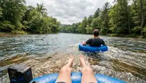 Tuber floating the South Fork Shenandoah River on a Front Royal Outdoors river trip
