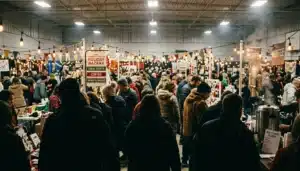 Crowd browsing vendor booths at the Holiday Bazaar Shenandoah Farms community event