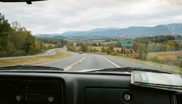 Highway view of the Shenandoah Valley showing how far Luray VA is from surrounding areas by car