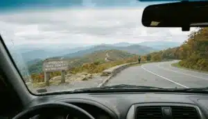 View of Skyline Drive winding through Shenandoah Valley attractions along the Blue Ridge Mountains