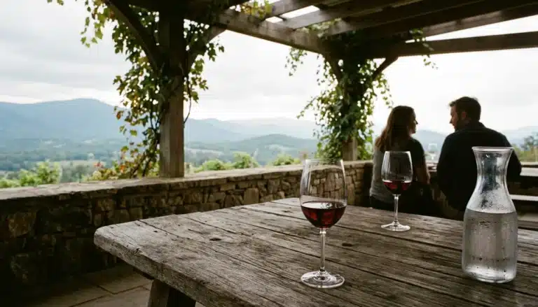 What is Linden, Virginia known for - vineyard terrace dining with mountain views at a local winery