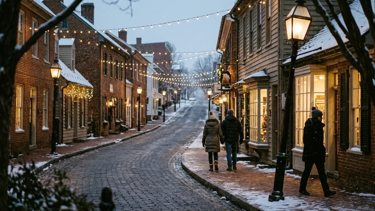 New years eve Shenandoah Valley town celebration at dusk